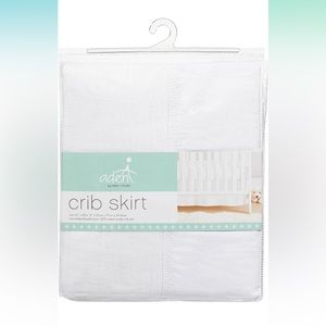 aden + anais Classic Crib Skirt, 100% Cotton Muslin, Tailored Fit, White